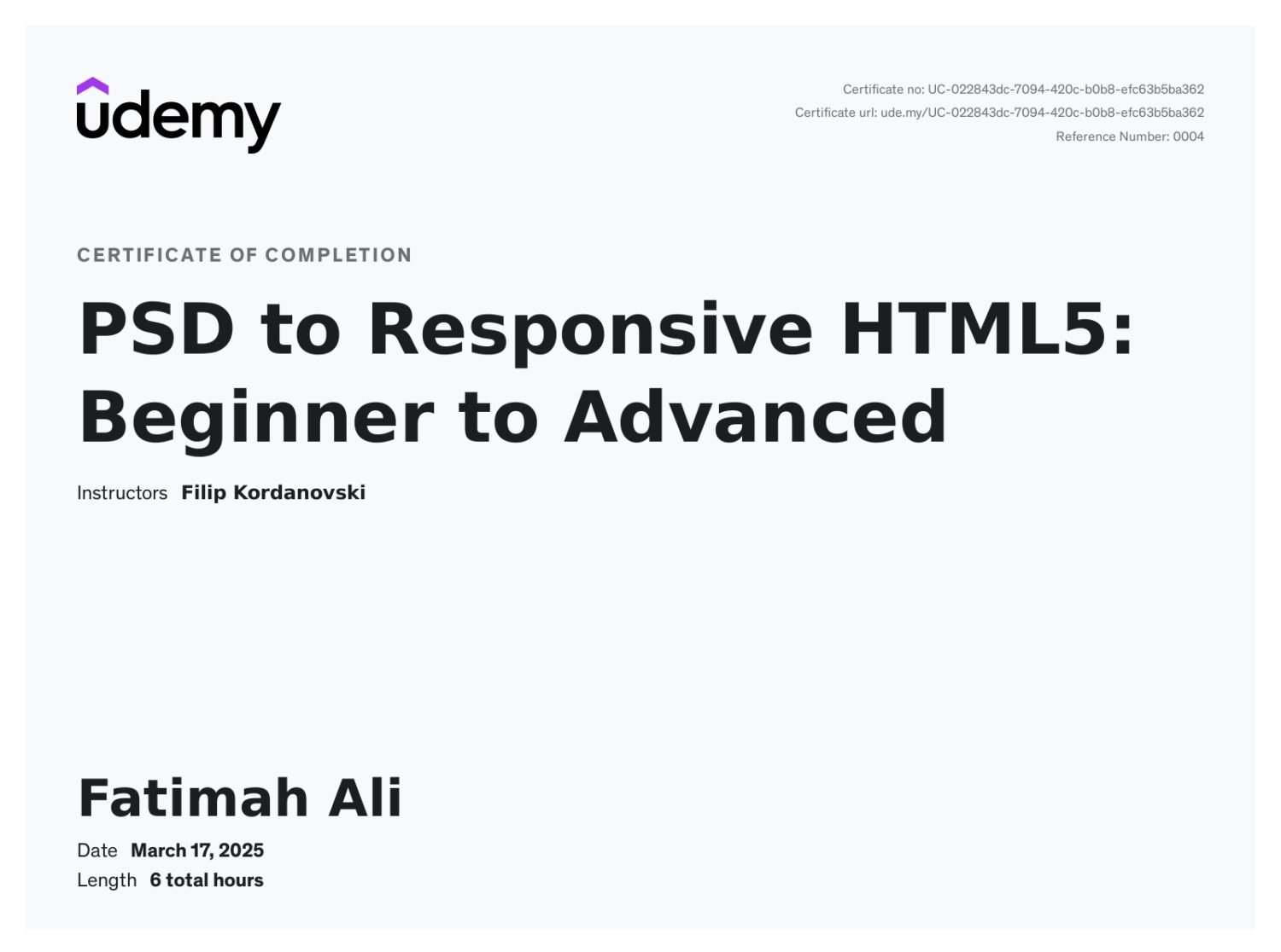 PSD to Responsive HTML5 Certifications