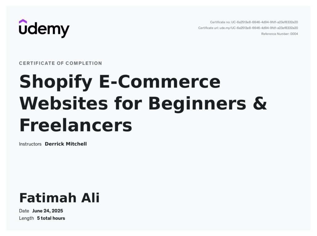 Shopify E-commerce Websites for Begginers and Freelancers Image