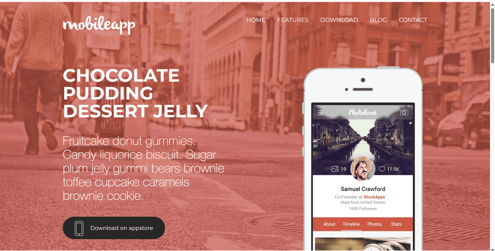 Chocolate App Landing Page Hero Section Image