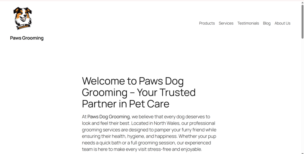 Pet Grooming Website - Hero Section Image
