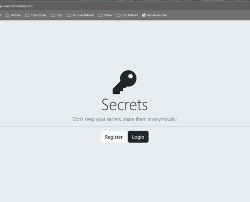 Secrets App Home Page